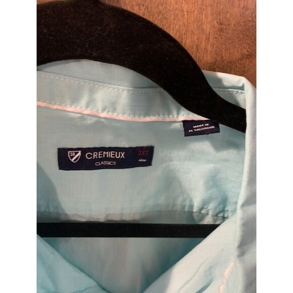 New Cremieux Classic LIght Blue Size 2xT Button Up Shirt Short Sleeve - Picture 3 of 4